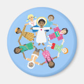 すべての国の子どもの輪を持つ子イエス マグネット (正面)