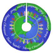 すべての国際的人々にとって聖降誕祭を祝う ブラッシュドポリエステルツリースカート (正面)