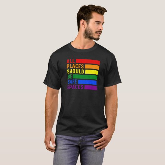 すべての場所は安全な宇宙Lgbt Tシャツ (正面フル)