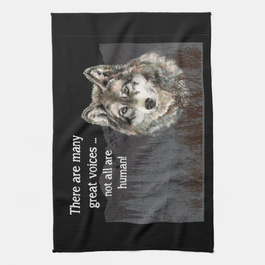 すべての声ヒューマンウルフ感動的引用文 キッチンタオル (縦)