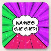 すべての変更文字の名前の追加Shed漫画スタイル コースター (正面)