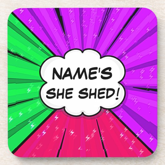 すべての変更文字の名前の追加Shed漫画スタイル コースター (正面)
