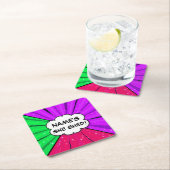 すべての変更文字の名前の追加Shed漫画スタイル スクエアペーパーコースター (インサイチュ)