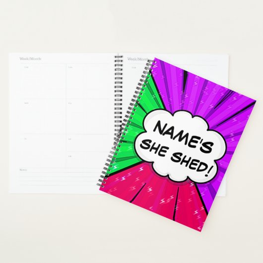 すべての変更文字の名前の追加Shed漫画スタイル プランナー手帳 (ディスプレー)