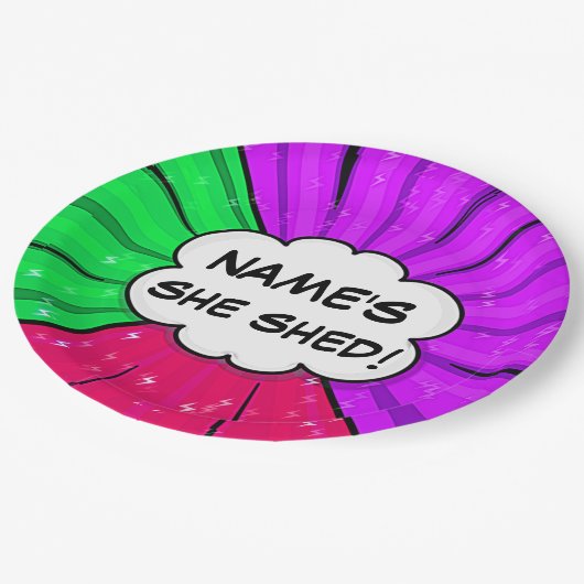 すべての変更文字の名前の追加Shed漫画スタイル ペーパープレート (アングル)