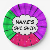 すべての変更文字の名前の追加Shed漫画スタイル ペーパープレート (正面)
