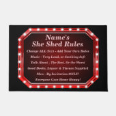 すべての変更文字名を追加Shed Rules Red Lights ドアマット (正面)