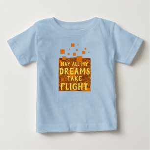 すべての夢が飛び立つように オレンジ ブラウン イエロー ベビーTシャツ