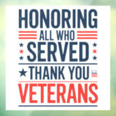 すべての奉仕者に敬意を表す ありがとう退役軍人記念日 ウィンドウサイン (シート3)