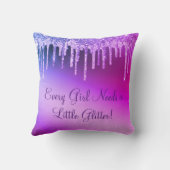 すべての女の子がグリッターパープルをガーリー必要かわいらしとする クッション (裏面)