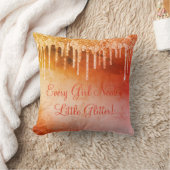 すべての女の子が必要ガーリーグリッターかわいらしホットオレンジ クッション (ブランケット)