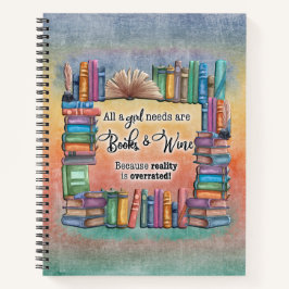 すべての女の子が本とワインの本のジャーナルを必要とする ノートブック