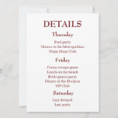 すべての女の子の友達に呼びかけ！おもしろい花嫁の最後の週末 招待状 (裏面)