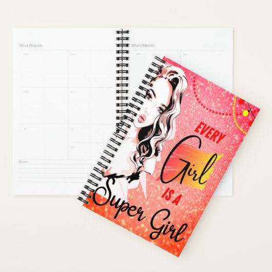 すべての女の子は女すごいの子ピンクグリッターデザイン プランナー手帳 (ディスプレー)