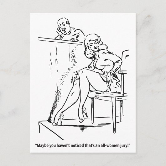 すべての女性陪審、ユーモアのあるヴィンテージ ポストカード (正面)