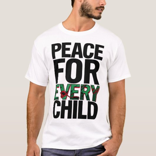すべての子どもに平和を - 太字の啓発デザイン Tシャツ (正面)