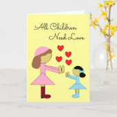 すべての子供が愛を必要とする：ライトイエロー空白の カード (黄色い花)