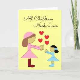 すべての子供が愛を必要とする：ライトイエロー空白の カード