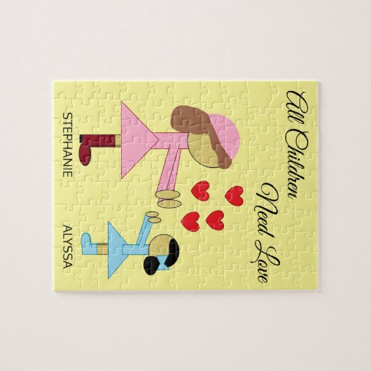 すべての子供が愛を必要とする：ライトイエロー ジグソーパズル (横)