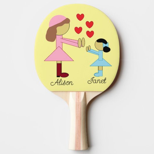 すべての子供が愛を必要とする：ライトイエロー 卓球ラケット (裏面)