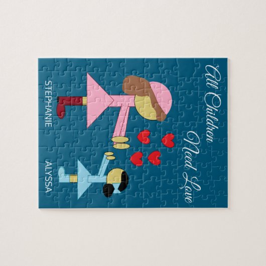 すべての子供が愛を必要とする：深いシーブルー ジグソーパズル (横)