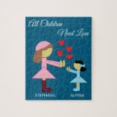 すべての子供が愛を必要とする：深いシーブルー ジグソーパズル (縦)