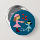 すべての子供が愛を必要とする：深いシーブルー 缶バッジ (正面&裏面)