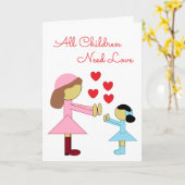 すべての子供が愛を必要とする：白空白の カード (黄色い花)