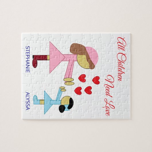 すべての子供が愛を必要とする：白 ジグソーパズル (横)