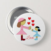 すべての子供が愛を必要とする：白 缶バッジ (正面&裏面)