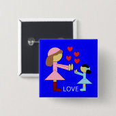 すべての子供が愛を必要とする:青 缶バッジ (正面&裏面)