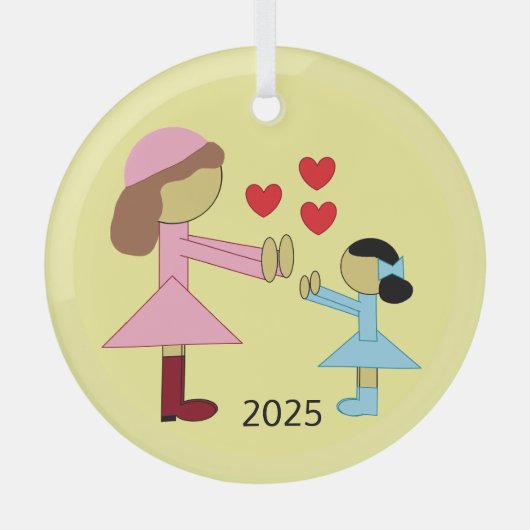 すべての子供たちに愛が必要: イエロー ガラスオーナメント (正面)