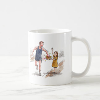すべての子供にハイタッチ!面白いマラソンランナー コーヒーマグカップ