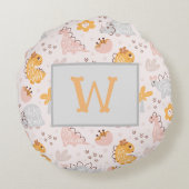 すべての子供を捕獲する恐竜のパターン ラウンドクッション (裏面)