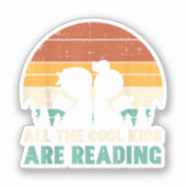 すべての子供読のレトロの本読好き男の子のギ シール (正面)