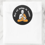 「すべての存在が幸せでありますように」ステッカー ラウンドシール (バッグ)