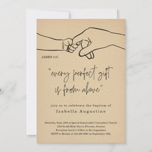 すべての完璧なギフトのバプテスマ/《キリスト教》洗礼式や命名式 招待状 (正面)