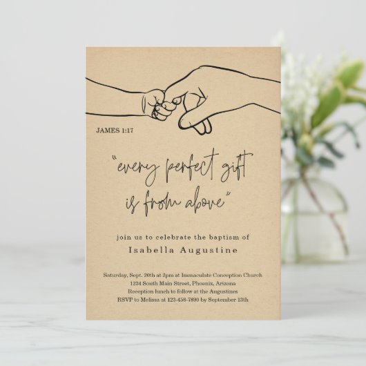 すべての完璧なギフトのバプテスマ/《キリスト教》洗礼式や命名式 招待状 (スタンド正面)