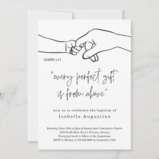 すべての完璧なギフトのバプテスマ/《キリスト教》洗礼式や命名式 招待状 (正面)