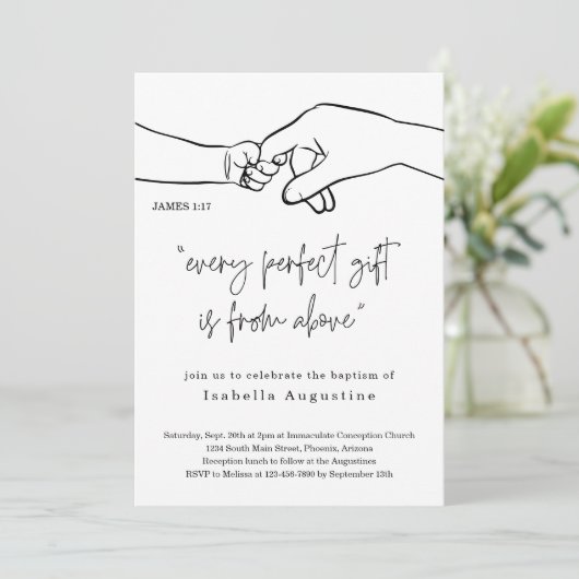 すべての完璧なギフトのバプテスマ/《キリスト教》洗礼式や命名式 招待状 (スタンド正面)