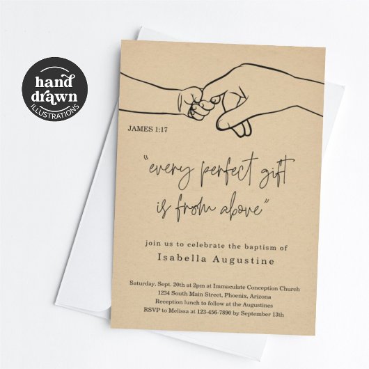 すべての完璧なギフトのバプテスマ/《キリスト教》洗礼式や命名式 招待状