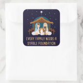 すべての家族が安定した基盤を必要とする – クリスマス スクエアシール (バッグ)