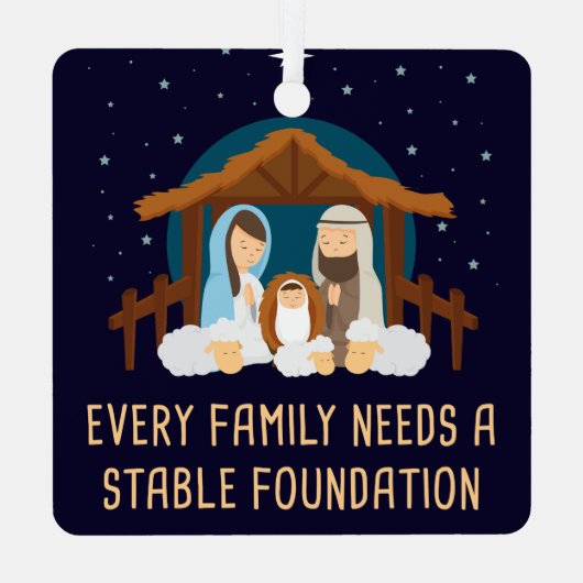 すべての家族が安定した基盤を必要とする – クリスマス メタルオーナメント (裏面)