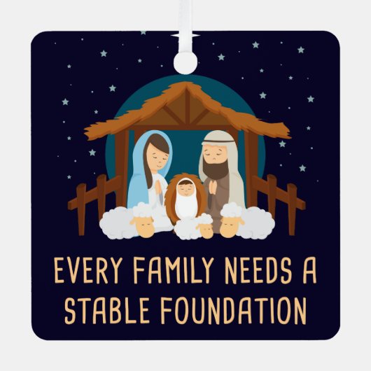 すべての家族が安定した基盤を必要とする – クリスマス メタルオーナメント (正面)