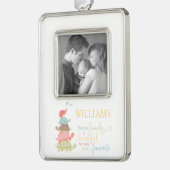 すべての家族が美しいタイポグラフィウミガメ シルバープレートフレームオーナメント (左)