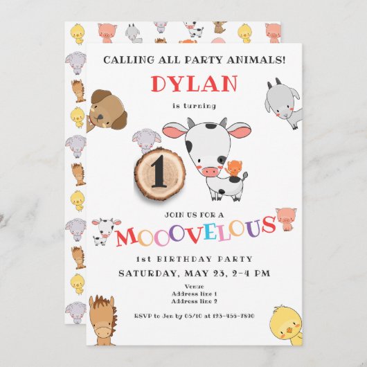 すべての家畜ホリー牛誕生日を呼び出す年齢 招待状 (正面/裏面)