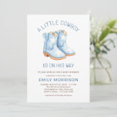 すべての小さなカウボーイブルーボーイベビーシャワー 招待状 (スタンド正面)