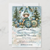 すべての小妖精や小人の呼び出しスノーフレーククリスマスパーティー招待状 シーズンカード (正面)
