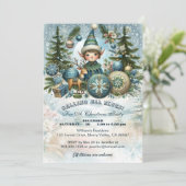 すべての小妖精や小人の呼び出しスノーフレーククリスマスパーティー招待状 シーズンカード (スタンド正面)