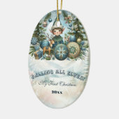 すべての小妖精や小人の呼び出しスノーフレーククリスマスパーティー招待状 セラミックオーナメント (左)